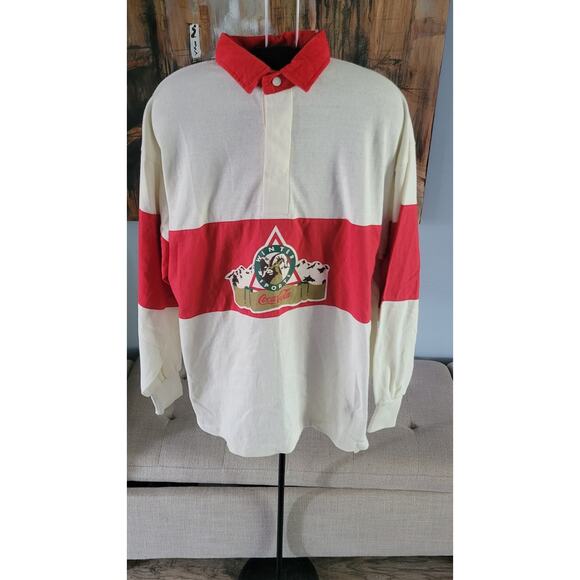 Vintage Coca-Cola “Winter Sports” Rugby Sweatshirt – Red/White – 1986 Ski... - Picture 1 of 6